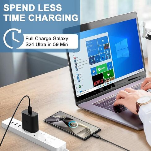 Samsung Charger Fast Charging Type C Charger Type C Cable 6.6FT USB Wall Charger Block for Samsung Galaxy A55/A54,A15/A14,C55,A25/A24,A05/A04,Note 8/9/10/20,S8 S9 S10 S20 S21 S22 S23 S24 Ultra/Plus/FE in Saudi Arabia