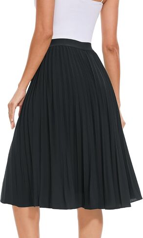 Tapata Women's Petite Regular Tall Pleated Chiffon Skirt Midi High Elastic Waist A Line Swing Skirts in Saudi Arabia