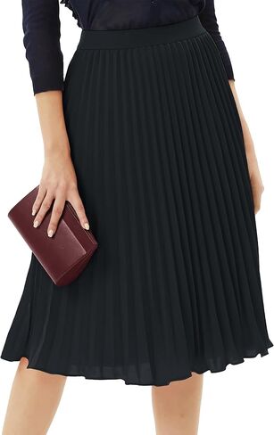 Tapata Women's Petite Regular Tall Pleated Chiffon Skirt Midi High Elastic Waist A Line Swing Skirts in Saudi Arabia