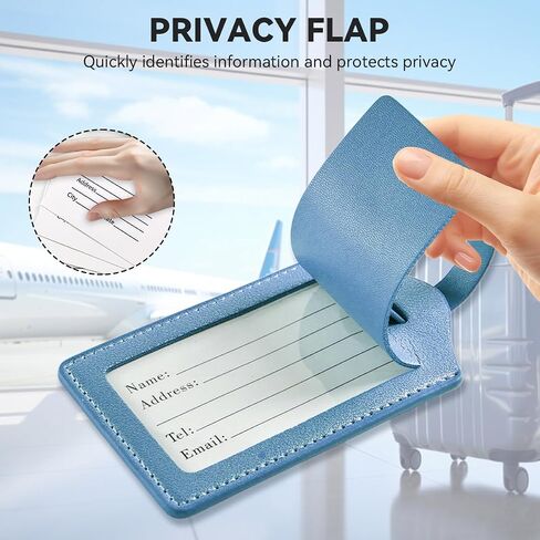 علامة الأمتعة 2 حزمة PUMIUM PU LEATHER BAG TAGS PRIVACY PREVICE DISCARD TAG DIY TRAVERISTION TRAVELS USERIS in Saudi Arabia