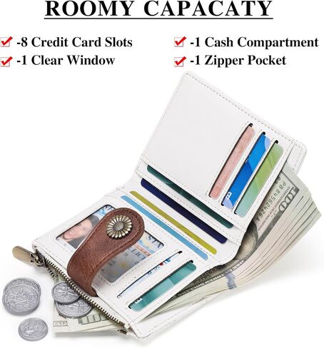 FALAN MULE Small Wallet for Women Bifold RFID Blocking Leather Card Holder with Zipper Coin Pocket in Saudi Arabia