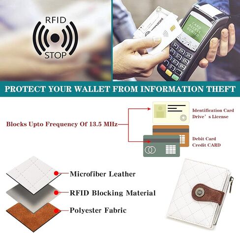 FALAN MULE Small Wallet for Women Bifold RFID Blocking Leather Card Holder with Zipper Coin Pocket in Saudi Arabia