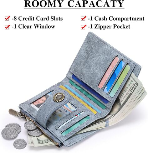 FALAN MULE Small Wallet for Women Bifold RFID Blocking Leather Card Holder with Zipper Coin Pocket in Saudi Arabia