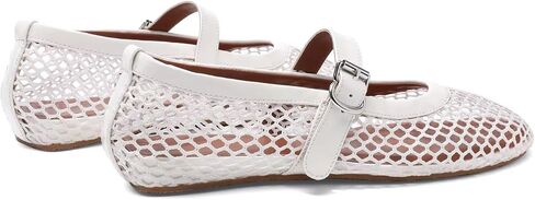 شقق شبكات للنساء راقصة الباليه مريحة بغل مستدير أقام جولة حزام حزام الباليه ماري جين أحذية الصيف in Kuwait