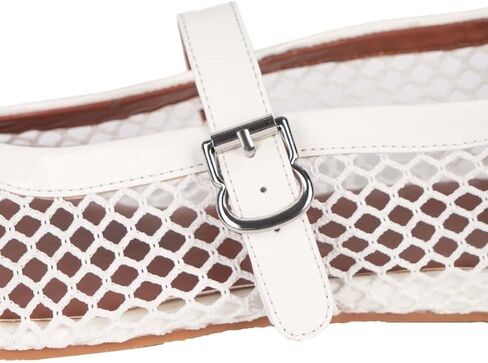 شقق شبكات للنساء راقصة الباليه مريحة بغل مستدير أقام جولة حزام حزام الباليه ماري جين أحذية الصيف in Kuwait