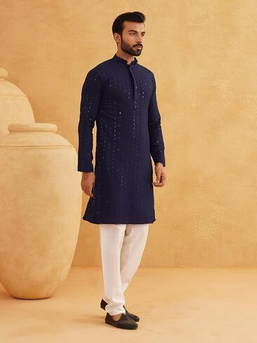 Sojanya (منذ عام 1958 الزخارف العرقية للرجال مطرزة القطن الترترط Long Kurta in Saudi Arabia