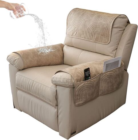 VCTOPS 3 PCS غلاف مسند أريكة مقاومة للماء أريكة قديمة غطاء رأس من جلد الغزال لغطاء ذراع كرسي كرسي غطاء الأريكة غير القابل للانزلاق للحامي الأثاث القابل للغسل (القهوة الخفيفة ، مقعد واحد) in Kuwait