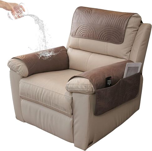 VCTOPS 3 PCS غلاف مسند أريكة مقاومة للماء أريكة قديمة غطاء رأس من جلد الغزال لغطاء ذراع كرسي كرسي غطاء الأريكة غير القابل للانزلاق للحامي الأثاث القابل للغسل (القهوة الخفيفة ، مقعد واحد) in Kuwait