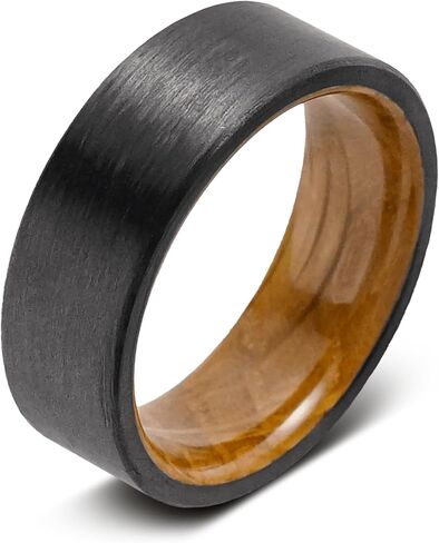 Manly Bands: Officially Licensed Jack Daniel's Rings - Men's Wedding Bands and Rings Made with Authentic Jack Daniel's Whiskey Barrels - Stylish Gifts for Men - Free Silicone Ring Included in Kuwait