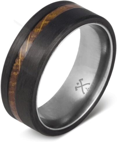 Manly Bands: Officially Licensed Jack Daniel's Rings - Men's Wedding Bands and Rings Made with Authentic Jack Daniel's Whiskey Barrels - Stylish Gifts for Men - Free Silicone Ring Included in Kuwait