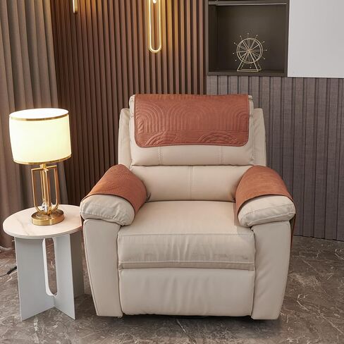 vctops 3 Pcs Water Resistant Sofa Armrest Cover Vintage Faux Suede Headrest Cover for Recliner Chair Arm Cover Non Slip Couch Cover for Dogs Washable Furniture Protector (Light Coffee,1 Seat) in Kuwait