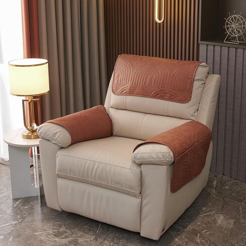 vctops 3 Pcs Water Resistant Sofa Armrest Cover Vintage Faux Suede Headrest Cover for Recliner Chair Arm Cover Non Slip Couch Cover for Dogs Washable Furniture Protector (Light Coffee,1 Seat) in Kuwait