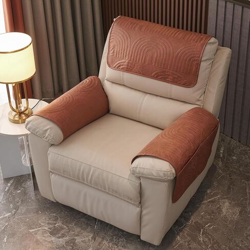 vctops 3 Pcs Water Resistant Sofa Armrest Cover Vintage Faux Suede Headrest Cover for Recliner Chair Arm Cover Non Slip Couch Cover for Dogs Washable Furniture Protector (Light Coffee,1 Seat) in Kuwait