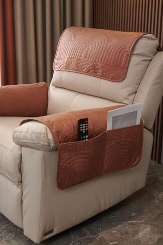 vctops 3 Pcs Water Resistant Sofa Armrest Cover Vintage Faux Suede Headrest Cover for Recliner Chair Arm Cover Non Slip Couch Cover for Dogs Washable Furniture Protector (Light Coffee,1 Seat) in Kuwait