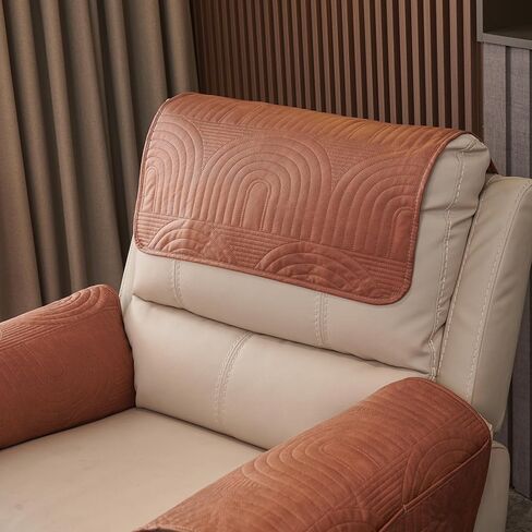 vctops 3 Pcs Water Resistant Sofa Armrest Cover Vintage Faux Suede Headrest Cover for Recliner Chair Arm Cover Non Slip Couch Cover for Dogs Washable Furniture Protector (Light Coffee,1 Seat) in Kuwait