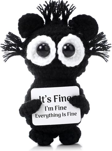 Funny Positive Knitted Crochet Cat Inspirational Doll with Inspiration Card Emotional Gift Uplifting Yarn Animal for Friends Coworkers Employee Birthday Holiday Party Favors in Kuwait