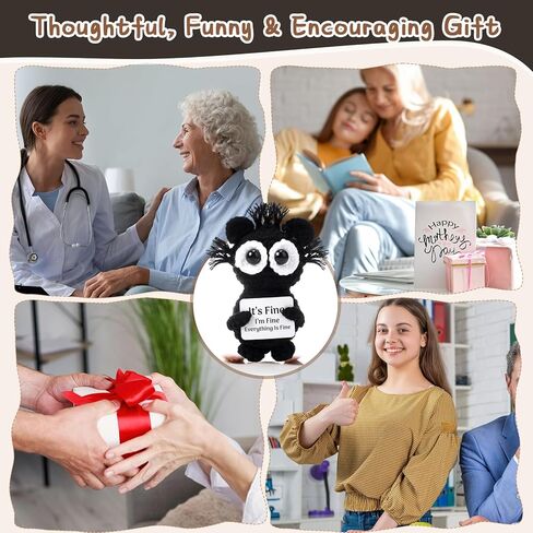 Funny Positive Knitted Crochet Cat Inspirational Doll with Inspiration Card Emotional Gift Uplifting Yarn Animal for Friends Coworkers Employee Birthday Holiday Party Favors in Kuwait