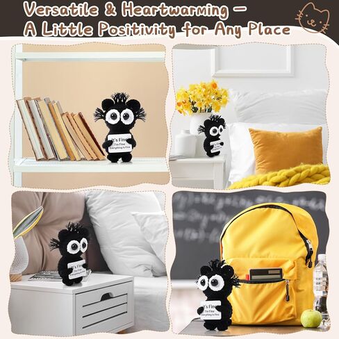 Funny Positive Knitted Crochet Cat Inspirational Doll with Inspiration Card Emotional Gift Uplifting Yarn Animal for Friends Coworkers Employee Birthday Holiday Party Favors in Kuwait