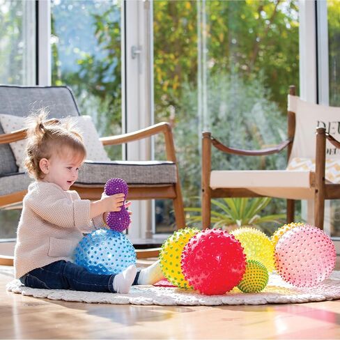 Edushape الكرات الحسية الأصلية للطفل - حزمة من 9 كرات ملونة نابضة بالحياة للأطفال الصغار - كرات أطفال فريدة من نوعها تعزز المهارات الحركية الإجمالية للأطفال الذين تتراوح أعمارهم بين 6 أشهر وما فوق in Kuwait