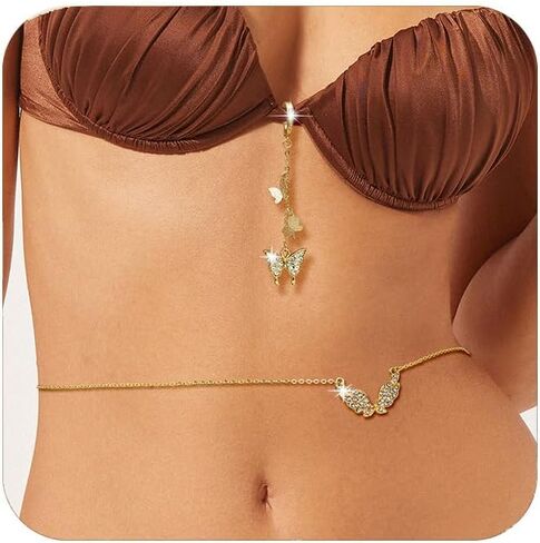 Raicegs 18K Gold Waist Chain Bikini Charm Set Body Chain Jewelry for Women Gold Dainty Belly Chain Beach Summer Jewelry for Women in Saudi Arabia