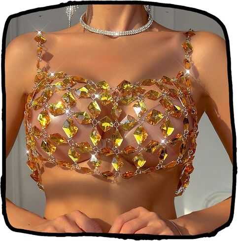 Rhinestones Body Chain Suit Silver Crystal Bikini Bra Underwear Sexy Sparkly Party Body Jewelry Accessories for Women in Saudi Arabia