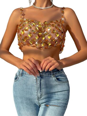 Rhinestones Body Chain Suit Silver Crystal Bikini Bra Underwear Sexy Sparkly Party Body Jewelry Accessories for Women in Saudi Arabia