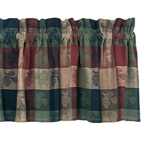 Park Designs Farmhouse Kitchen Valances for Windows - Plaid Pine Cone | Fall Decor Window Valance Curtain | Plaid Curtain Windows | 72"x14"