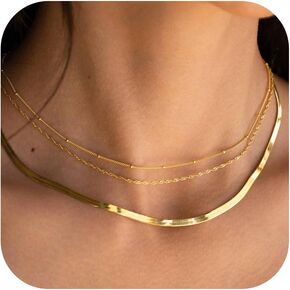 Gold Necklace for Women,Dainty Gold Necklace,14k Gold Plated Snake Gold Chain Choker Necklaces Simple Gold Layered Necklaces Gold Jewelry Sets for Women