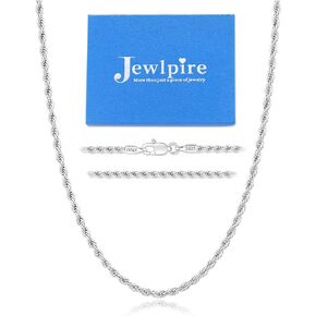 Jewlpire 925 Sterling Silver Chain Necklace for Women Men, 1.5mm Rope Chain Necklace Women's Chain Necklaces 16/18/20/22/24/26 Inch