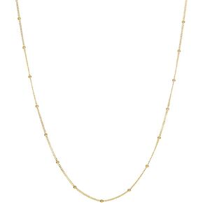 14k Yellow Gold 2mm Plain Ball Station Chain Necklace
