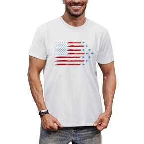 Arvilhill للرجال القميص الرابع من يوليو العلم الأمريكي تي شيرت القميص 1776 قميص القطن الوطني (S-3XL)