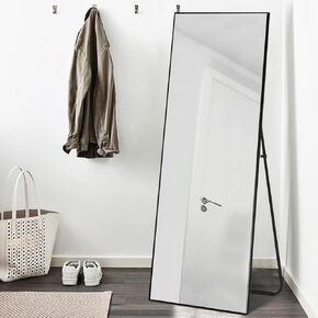 Natsukage 59 "x20" مرآة كاملة الطول مرآة جدار مثبتة على جدار كبير مرآة مرآة أرضية كبيرة لغرفة النوم واقفة معلقة أو يميل على جدار ديكور منزل سبيكة الألومنيوم (أسود)
