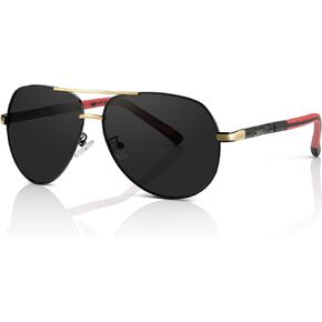 النظارات الشمسية Olwen XXL Aviator للرؤوس الكبيرة (مستقطبة) ، كبيرة كبيرة ، كبيرة وطويلة ، XL + علبة صلبة خالية