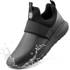 Non Slip Work Shoes for Men Slip On Food Service Kitchen Chef Restaurant Shoes Waterproof Slip Resistant Walking Sneakers Lightweight Comfortable Working Footwear Leather