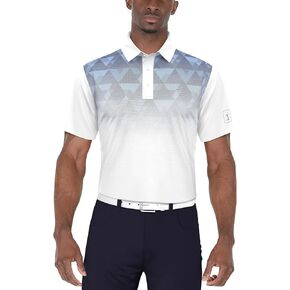 PGA TOUR Men's Short Sleeve Ombre Geo Print Golf Polo