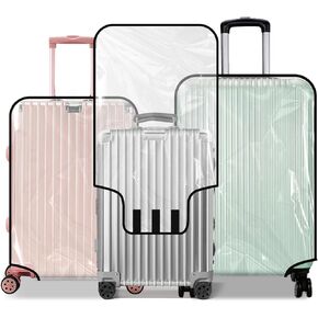 3-Piece Clear PVC Suitcase Cover Set - Luggage Covers for 20, 24, 28 Inch Suitcases - Waterproof, Scratch & Dirt Resistant