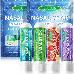 8pcs عصا الأنف ، عصا الاستنشاق الأنفي ، عصا الأنف المستنشقة للتغذية الجيبية وإغاثة الدوار ، استنشاق العطرية المصنوعة من الزيوت الأساسية+المنثول (النعناع ، الشتاء ، الاستوائية ، اللافندر)