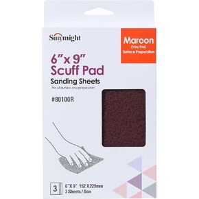 Sunmight Scuff Pad Retail Pack 6" x 9" Gray Pad, 80200R, 3 Pads
