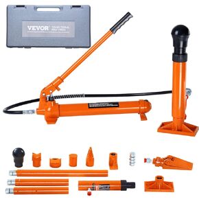 VEVOR Porta Power Kit, 12 Ton Load, Portable Hydraulic Jack with 4.6 ft Extended Oil Hose, Long Handle Design, Auto Body Frame Repair Kit with Portable Storage Case for Car Repair, Truck, Farm