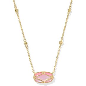 Kendra Scott Womens Elisa Lattice Frame Short Pendant Necklace Gold Blush Ivory Mother of Pearl One Size One Size