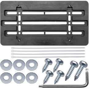 Car Front License Plate Bracket Hardware Kit, Waterproof Front Bumper License Plate Frame Tag Mount Adapter, Universal License Plate Holder with 6 Screws and Wrench for Car/SUV/Truck