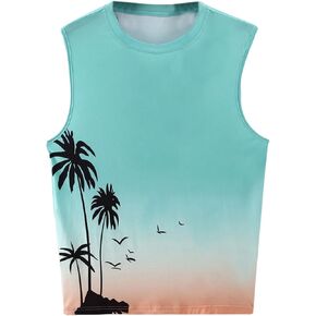 WDIRARA للرجال الكبير والطول TANK TOP TOPRICAL TROPICAL Summer Summer Beach Tops