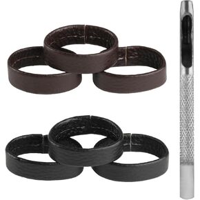 7 Pcs Loop Keeper, Cowhide Leather Loop Keeper, Belt Accessories + 4mm Puncher for 1.1" - 1.57" (28mm-40mm) Wide Belts/Straps
