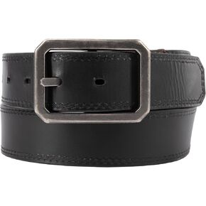 Carhartt mens Durable Full Grain Leather Reversible Center Bar Buckle Belt, W/Rugged Antique Nickle Hardware