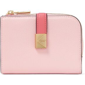 kate spade new york Deco Colorblocked Pebbled Leather Small Compact Wallet, Pastry Pink Multi