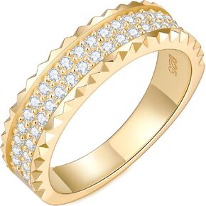 حلقات Moissanite CNC للنساء D Color VVS1 Clarity 3ex Cut S925 Sterling Silver Heavy 18K Gold Plated Non Transhing بسهولة 14 ألف اللون الذهبي