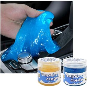 Ziciner 2PCS Car Cleaning Gels, Putty Auto Detailing Tools Car Interior Cleaner Cleaning Slime, Car Putty Detail Cleaning Removal for Air Vent Interior, Universal Car Accessories (Blue+Yellow)