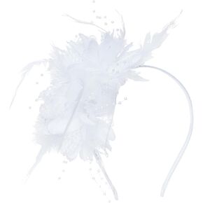 Womens Fascinators Hats Tea Party Hats for Women, Feather Pearl Veil Headband for Wedding Cocktail Dresses Accessories