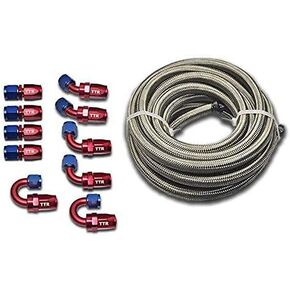 Performance Fuel Line Kit - 12 AN (3/4) 20FT Stainless Steel Braided Fuel Gas E85 Oil Line Hose