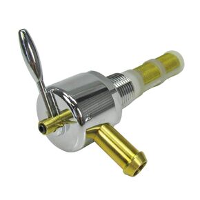 Chrome Harley 3/8" NPT HI-Flow Petcock Right 90 Fuel Outlet Valve - Fits 3/8" ID Fuel Hose - Replaces HD Part # 62125-55B on PRE-1975 Harley FL FX XL Models - Motorcycle Chopper Bobber (3/8R)